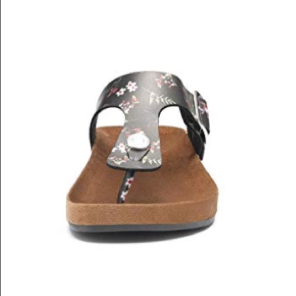 TIHOO Womens Floral T-Strap Thong Sandals Slip On - Picture 2 of 6